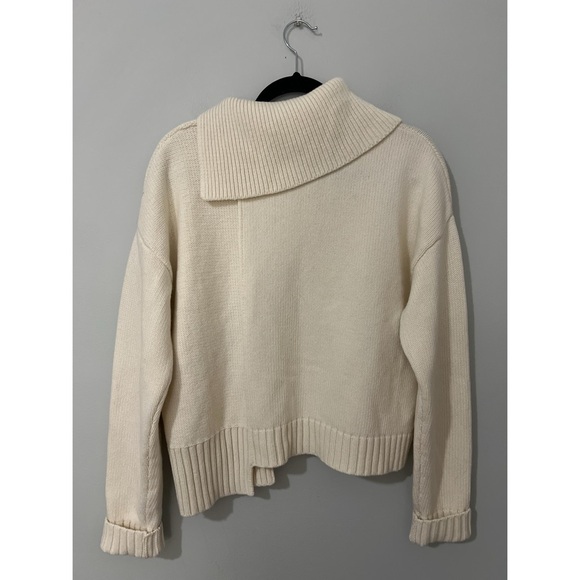 WE-AR4 The Asymmetrical Turtleneck Women’s Medium Beige Wool Sweater - Picture 4 of 17